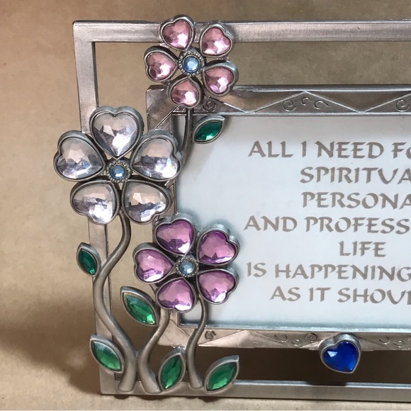 Silver-Tone Metal Frame with Colored Glass Floral Motif - Picture 4 of 12